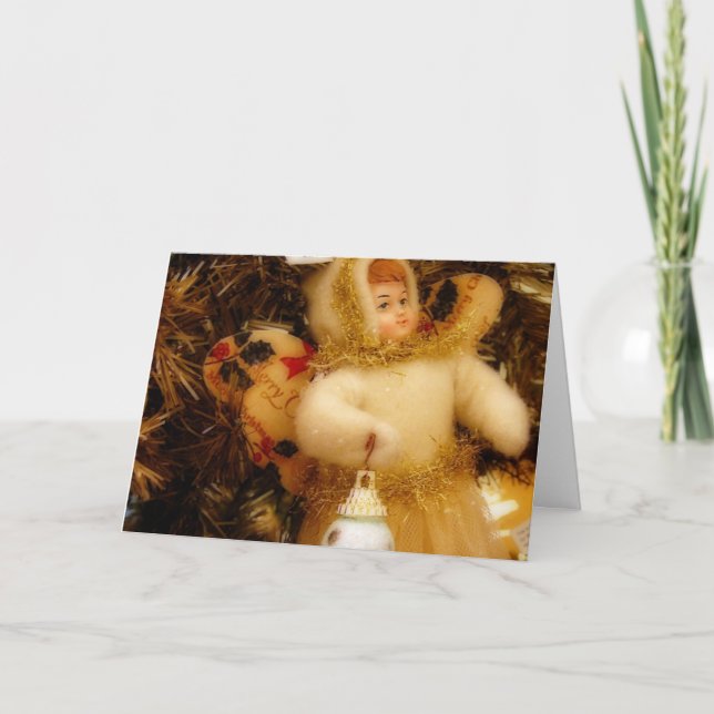 Cartão De Festividades Anjo na árvore, boas festas (Frente)