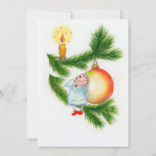 Cartão De Festividades Anjo na Árvore de Natal