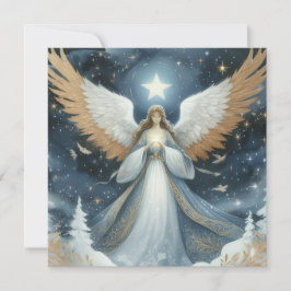 Cartão De Festividades Anjo na noite de Natal linda