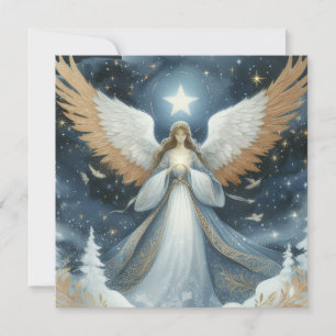 Cartão De Festividades Anjo na noite de Natal linda