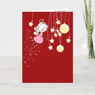 Cartão De Festividades Anjo Reproduzindo Com Enfeites de natal