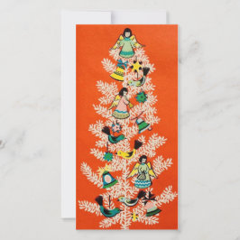 Cartão De Festividades Anjo Vintage Árvore de Natal