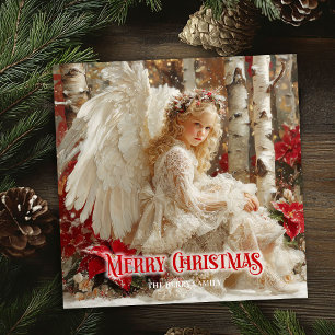 Cartão De Festividades Anjo vitoriano imprimível Natal caloroso cumprimen