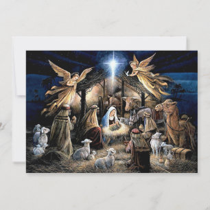Cartão De Festividades anjos da cena de natal da natividade