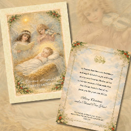 Cartão De Festividades Anjos da Sagrada Família Jesus Escritura Religiosa