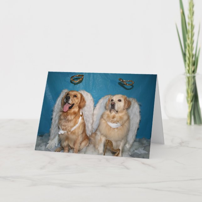 Cartão De Festividades Anjos de Férias Dourados (Frente)