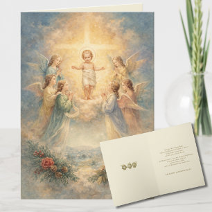 Cartão De Festividades Anjos de Natal Adorando o Menino Jesus