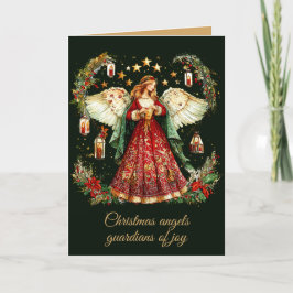 Cartão De Festividades Anjos de Natal, guardiões da alegria.