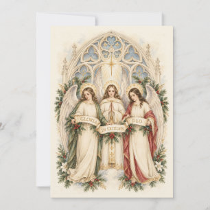 Cartão De Festividades Anjos de Natal Vintage Gloria in Excelsis Deo