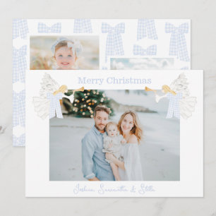 Cartão De Festividades Anjos Trombeta Xadrez Laços 