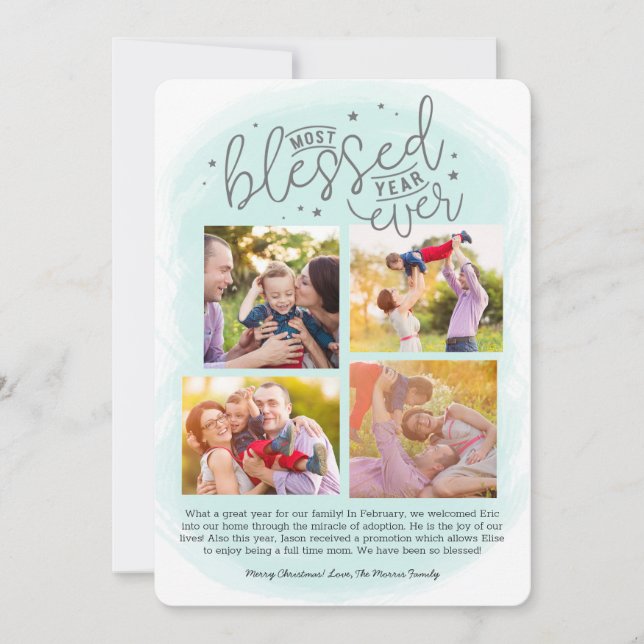 Cartão De Festividades Ano Abençoado Todo Ano em Azul| (Frente)