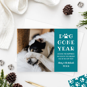 Cartão De Festividades Ano Canino Divertido Foto de Pet Teal