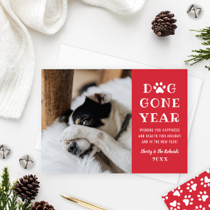 Cartão De Festividades Ano Canino Divertido Foto de Pet Vermelha