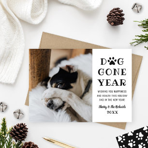 Cartão De Festividades Ano Canino Divertido Foto Preto Branco Pet