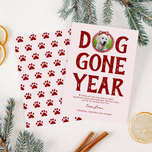 Cartão De Festividades Ano Canino Maluco Rosa Vermelho Foto Natal