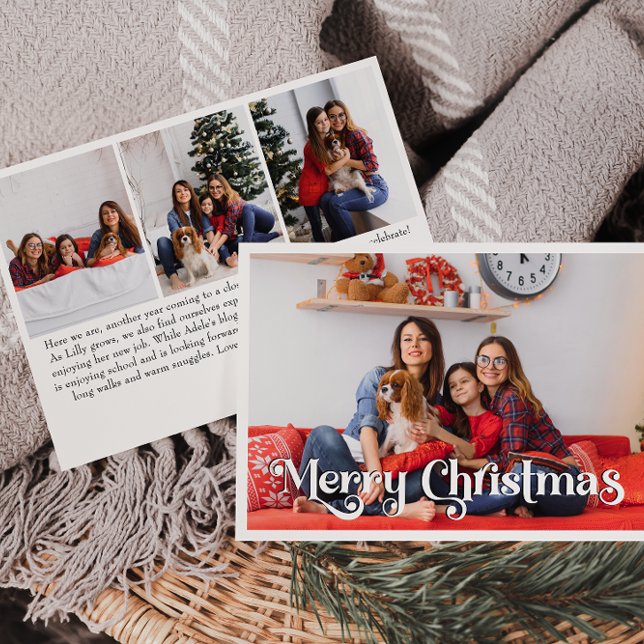 Cartão De Festividades Ano Clássico de Feliz Natal Em Revisão Quatro Foto (Criador carregado)