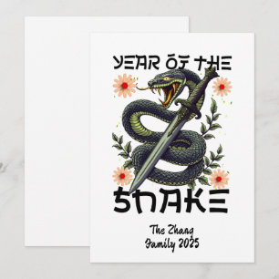 Cartão De Festividades Ano da Serpente Zodíaco Ano Novo Chinês