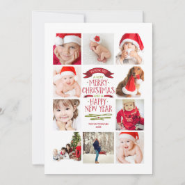 Cartão De Festividades Ano das Fotos Feliz Colagem de Fotos de Natal