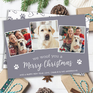Cartão De Festividades Ano de Cachorro em Revisão Foto de Pet da Cinza