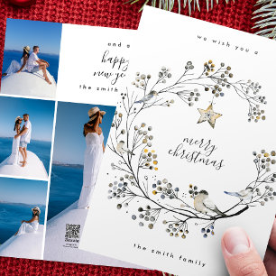 Cartão De Festividades Ano de Colagem de Fotografias Múltiplas na Faixa O