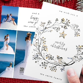 Cartão De Festividades Ano de Colagem de Fotografias Múltiplas na Faixa O