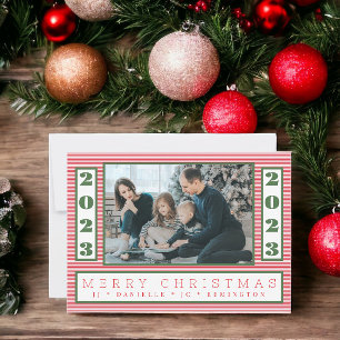 Cartão De Festividades Ano de Foto de Natal da Greve de Pinos Minimalista