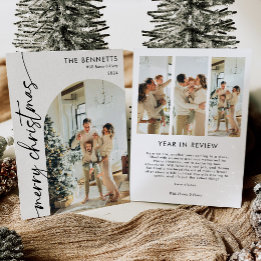 Cartão De Festividades Ano de Foto de Natal do Arco Moderno em Revisão