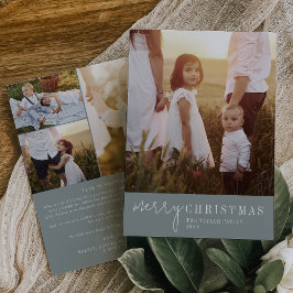 Cartão De Festividades Ano de Foto de Natal do Seafoam Moderno em Revisão