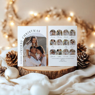 Cartão De Festividades Ano de Foto do Arch Moderno 12 no Natal de Revisão