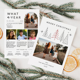 Cartão De Festividades Ano de Foto Geométrico de Natal Moderno em Revisão