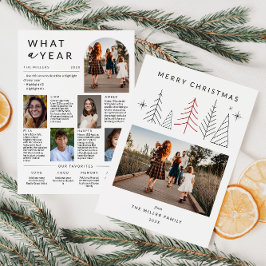 Cartão De Festividades Ano de Foto Geométrico de Natal Moderno em Revisão