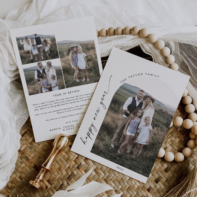 Cartão De Festividades Ano de Fotografia do Feliz ano novo de Arch Modern (Criador carregado)