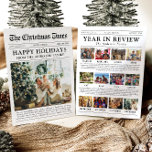 Cartão De Festividades Ano de Jornalismo em Revenda Foto da Família Natal<br><div class="desc">Nosso Modelo do ano em revisão é a maneira perfeita de compartilhar os destaques, memórias e marcos do ano passado com a família e os amigos. Projetado como um cartão de Natal único e divertido no estilo do jornal 'Year in Review', este cartão contém uma coleção de fotos da sua...</div>