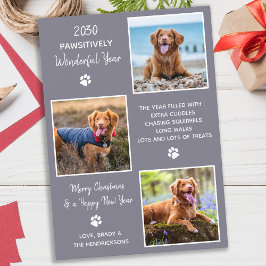 Cartão De Festividades Ano de Pet em Revisão da Colagem de Fotos de 3 Cãe