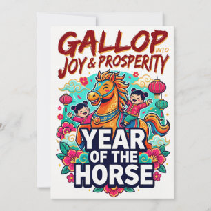 Cartão De Festividades Ano do Cavalo - Galope para a Alegria e Prosperida