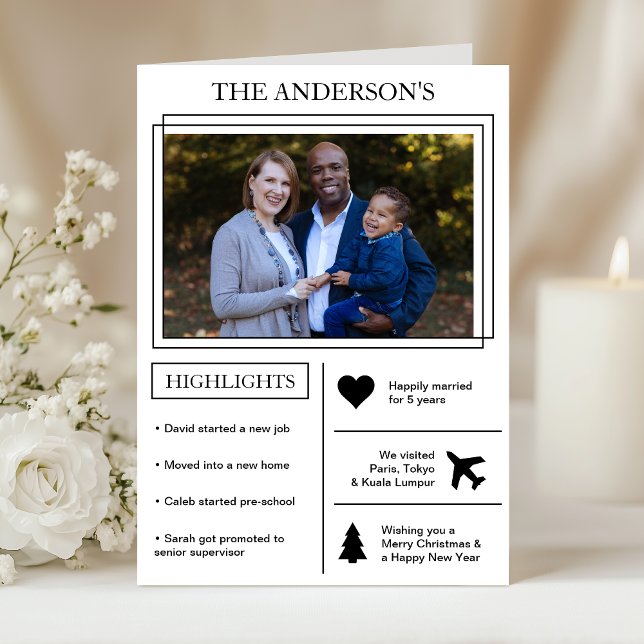 Cartão De Festividades Ano em análise | Infográfico de Natal Branco (Criador carregado)