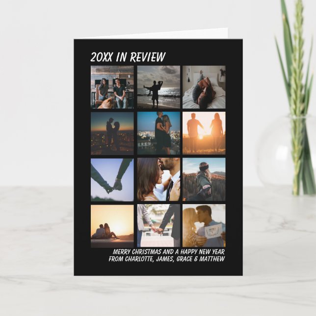 Cartão De Festividades Ano em Revisão 12 Foto Natal Ano Novo Feriado (Frente)