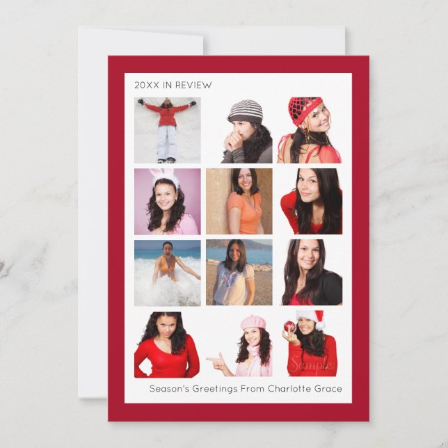 Cartão De Festividades Ano em Revisão 12 Foto Personalizada Natal (Frente)