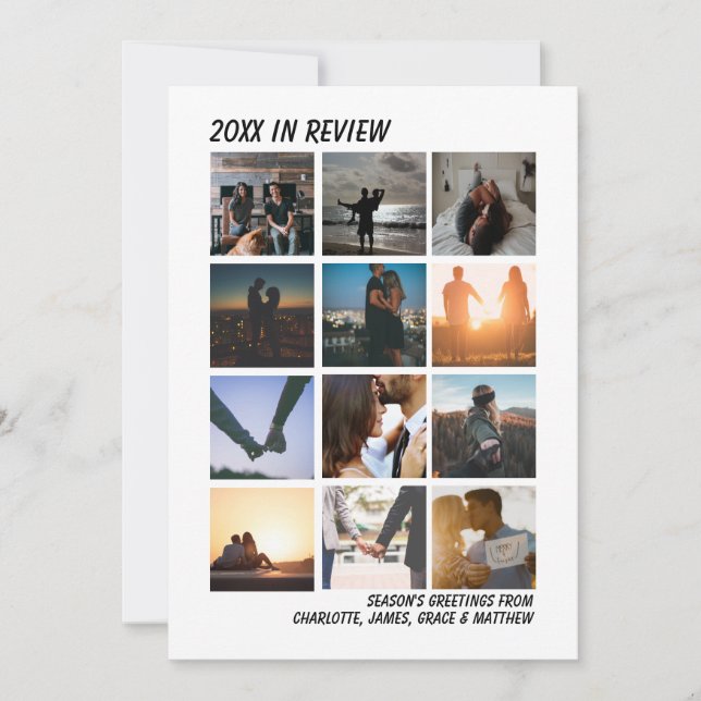 Cartão De Festividades Ano em Revisão 12 Foto Personalizada Natal (Frente)