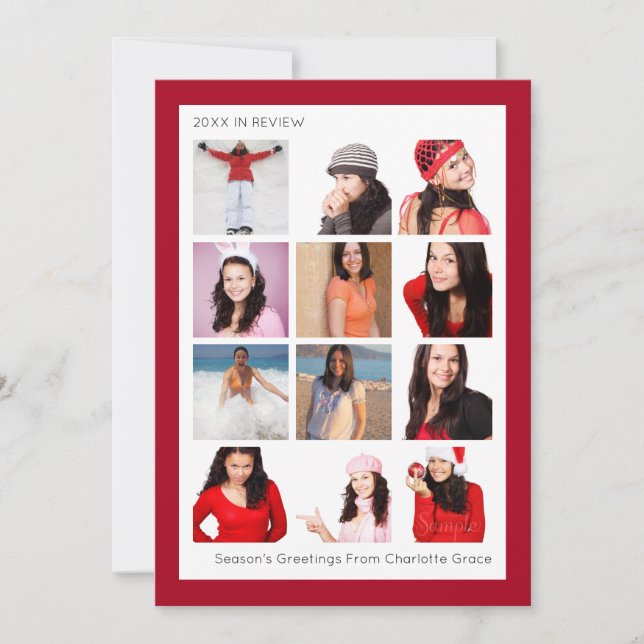 Cartão De Festividades Ano em Revisão 12 Foto Personalizada Natal (Frente)