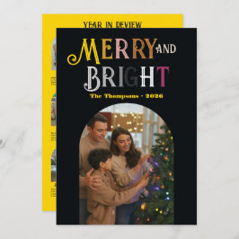Cartão De Festividades "Ano em Revisão" de Luxo Metálico Fotos de Natal