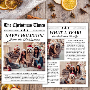 Cartão De Festividades Ano em Revisão Foto de Natal Única do Jornal