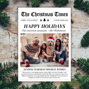Cartão De Festividades Ano em Revisão Jornal Foto da Família Única Feliz
