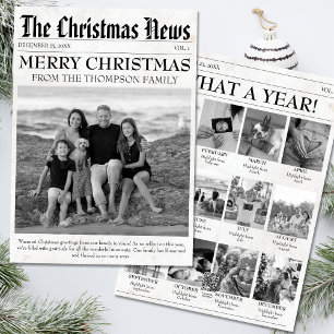 Cartão De Festividades Ano em Revisão Jornal Natal Foto da Família