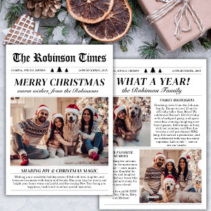 Cartão De Festividades Ano em Revisão Jornal Único Foto de Natal