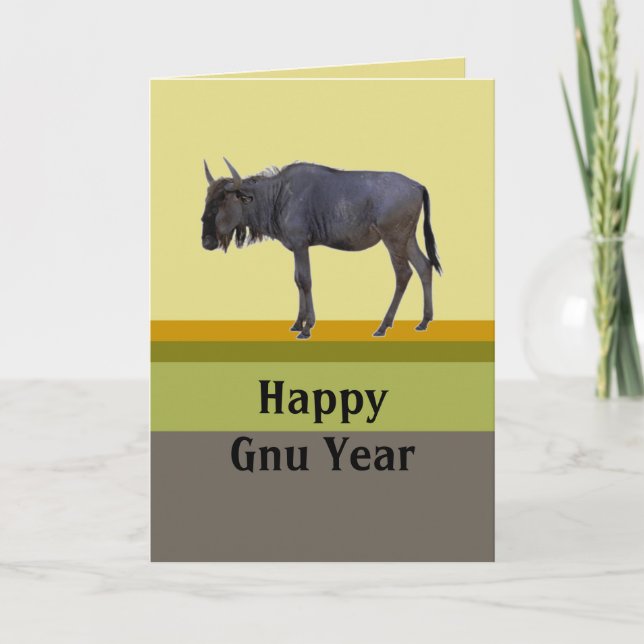 Cartão De Festividades Ano feliz do Gnu (Frente)