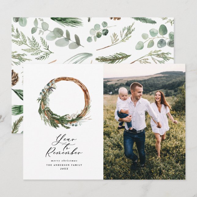 Cartão De Festividades Ano mínimo moderno para lembrar botânica de férias (Frente/Verso)