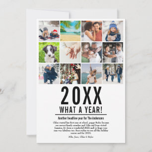 Cartão De Festividades Ano Moderno em Revisão Colagem de Fotos Que Um Ano