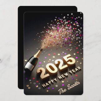 Cartão De Festividades Ano Novo 2025 Dourado & Preto