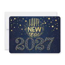 Ano Novo Azul Marinho 2027 com Estrelas Douradas
